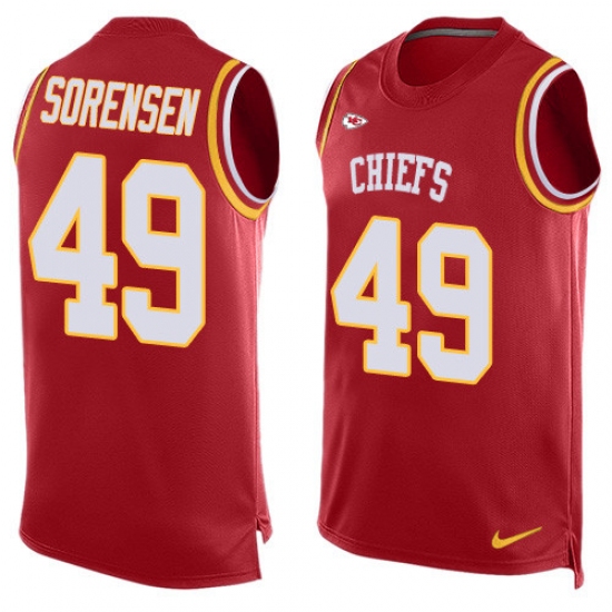 Men's Nike Kansas City Chiefs 49 Daniel Sorensen Limited Red Player Name & Number Tank Top NFL Jersey