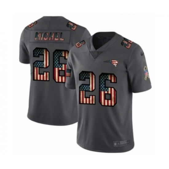 Men's New England Patriots 26 Sony Michel Limited Black USA Flag 2019 Salute To Service Football Jersey