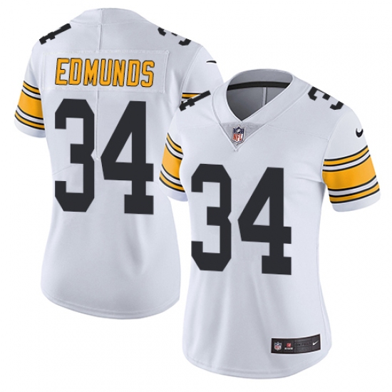 Women's Nike Pittsburgh Steelers 34 Terrell Edmunds White Vapor Untouchable Limited Player NFL Jersey