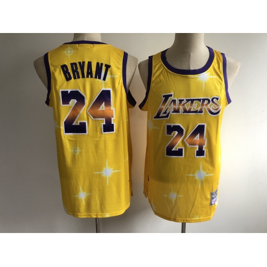 Men's Los Angeles Lakers 24 Kobe Bryant Yellow Hwc Starry Jersey