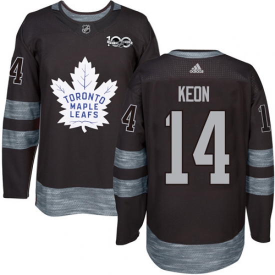 Men's Adidas Toronto Maple Leafs 14 Dave Keon Authentic Black 1917-2017 100th Anniversary NHL Jersey