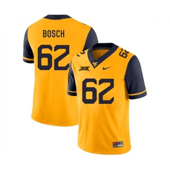 West Virginia Mountaineers 62 Kyle Bosch Gold College Football Jersey