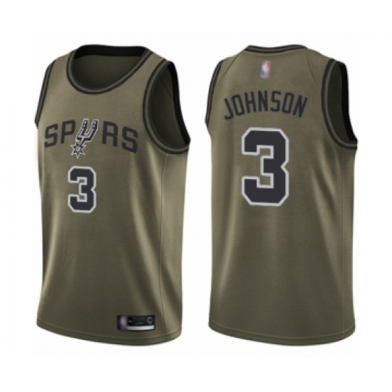 Men's San Antonio Spurs 3 Keldon Johnson Swingman Green Salute to Service Basketball Jersey