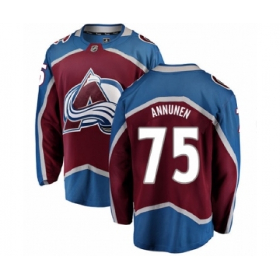 Youth Colorado Avalanche 75 Justus Annunen Authentic Maroon Home Fanatics Branded Breakaway NHL Jersey