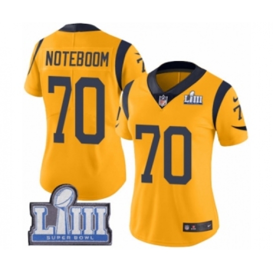 Women's Nike Los Angeles Rams 70 Joseph Noteboom Limited Gold Rush Vapor Untouchable Super Bowl LIII Bound NFL Jersey