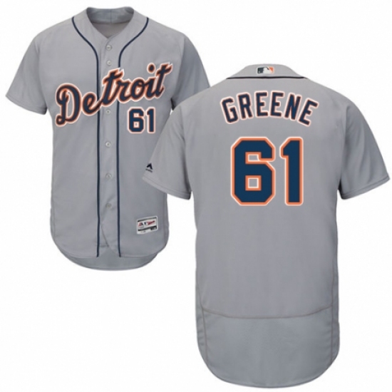 Men's Majestic Detroit Tigers 61 Shane Greene Grey Road Flex Base Authentic Collection MLB Jersey