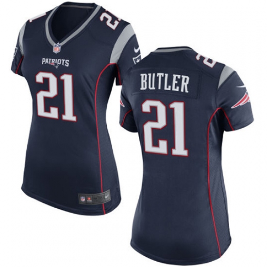 Women's Nike New England Patriots 21 Malcolm Butler Game Navy Blue Team Color NFL Jersey