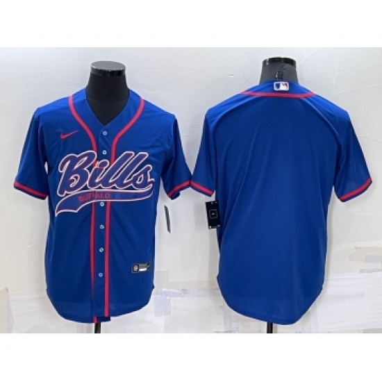 Men's Buffalo Bills Blank Blue Stitched MLB Cool Base Nike Baseball Jersey