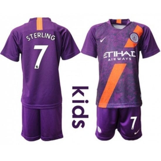 Manchester City 7 Sterling Third Kid Soccer Club Jersey