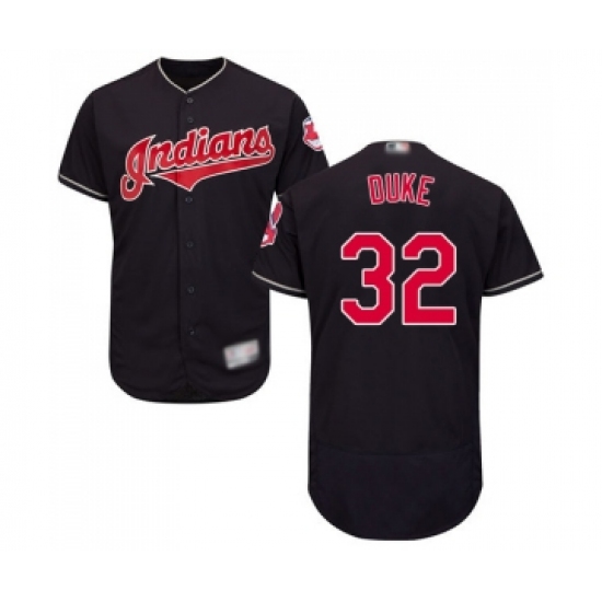 Men's Cleveland Indians 32 Zach Duke Navy Blue Alternate Flex Base Authentic Collection Baseball Jersey