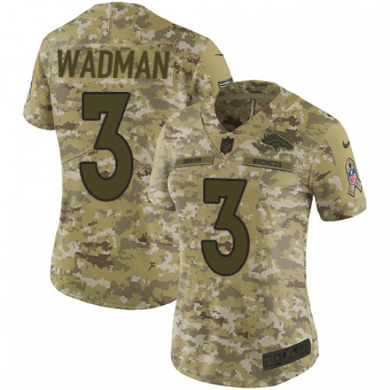 Women's Nike Denver Broncos 3 Colby Wadman Limited Camo 2018 Salute to Service NFL Jersey