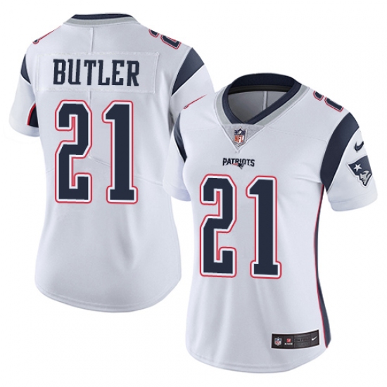 Women's Nike New England Patriots 21 Malcolm Butler White Vapor Untouchable Limited Player NFL Jersey