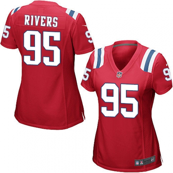 Women's Nike New England Patriots 95 Derek Rivers Game Red Alternate NFL Jersey