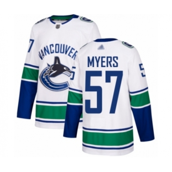Men's Vancouver Canucks 57 Tyler Myers Authentic White Away Hockey Jersey