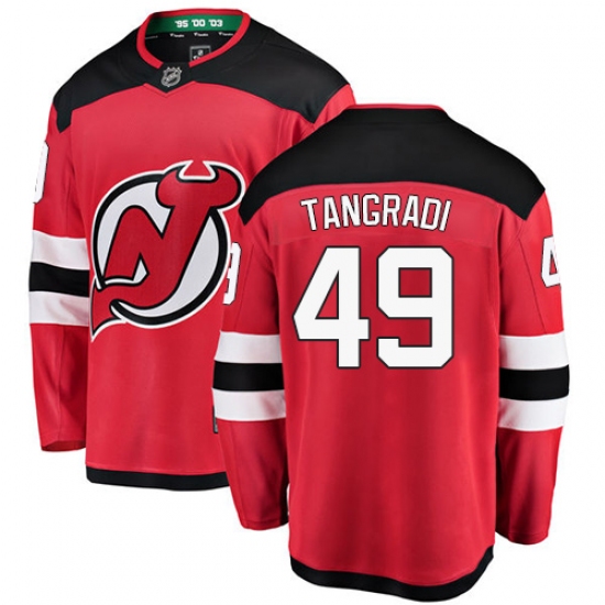 Men's New Jersey Devils 49 Eric Tangradi Fanatics Branded Red Home Breakaway NHL Jersey