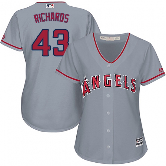 Women's Majestic Los Angeles Angels of Anaheim 43 Garrett Richards Replica Grey Road Cool Base MLB Jersey