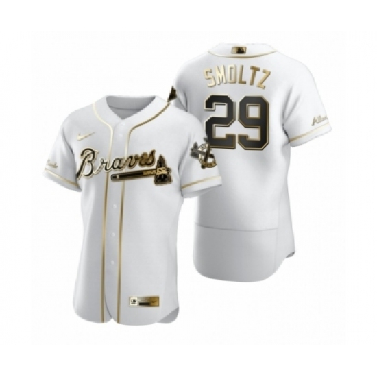 Men's Atlanta Braves 29 John Smoltz Nike White Authentic Golden Edition Jersey