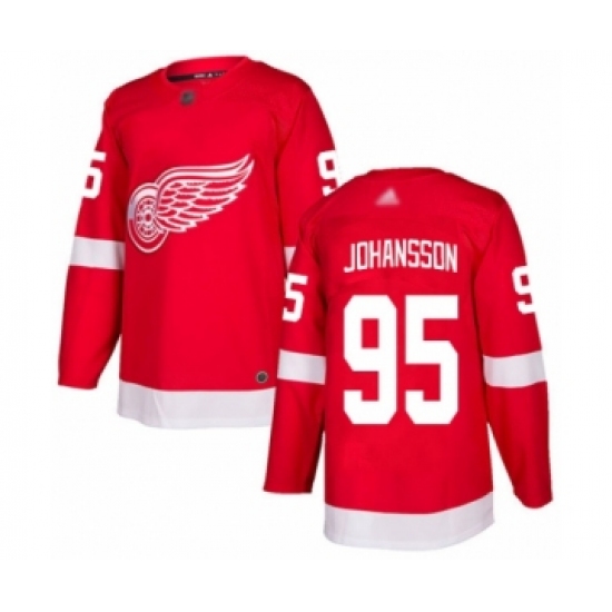 Men's Detroit Red Wings 95 Albert Johansson Authentic Red Home Hockey Jersey