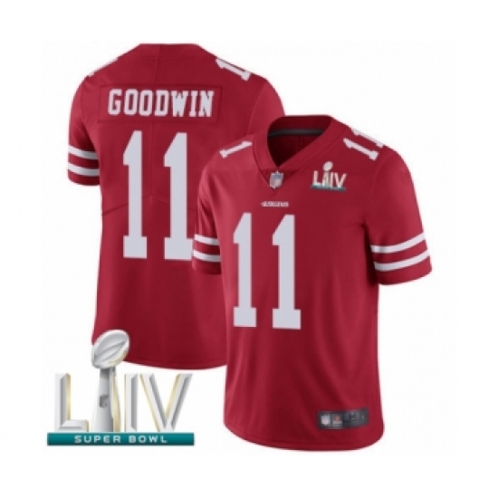 Men's San Francisco 49ers 11 Marquise Goodwin Red Team Color Vapor Untouchable Limited Player Super Bowl LIV Bound Football Jersey