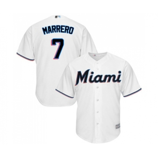 Men's Miami Marlins 7 Deven Marrero Replica White Home Cool Base Baseball Jersey
