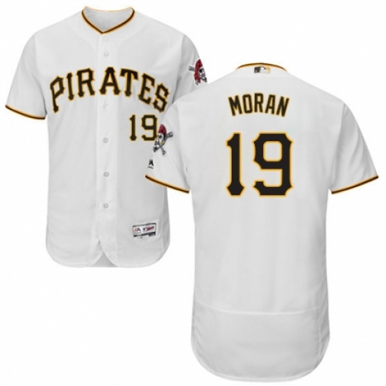 Men's Majestic Pittsburgh Pirates 19 Colin Moran White Home Flex Base Authentic Collection MLB Jersey