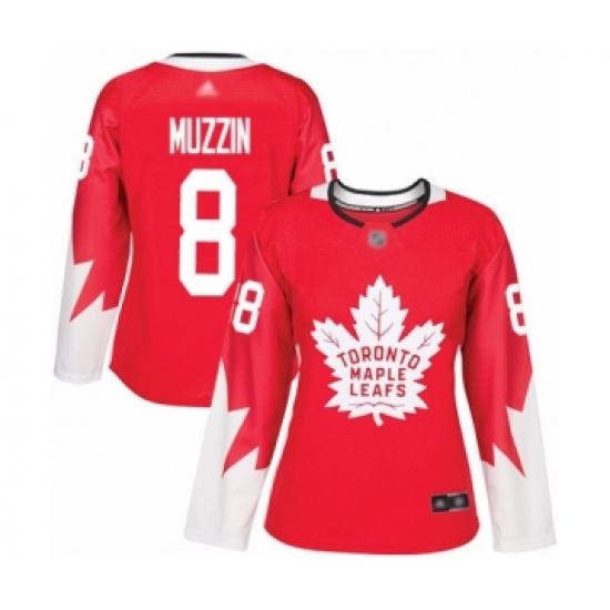 Women's Toronto Maple Leafs 8 Jake Muzzin Authentic Red Alternate Hockey Jersey
