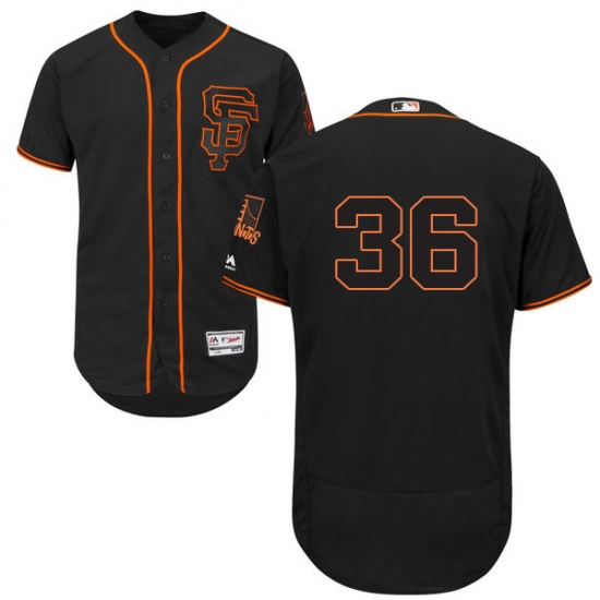 Men's Majestic San Francisco Giants 36 Gaylord Perry Black Alternate Flex Base Authentic Collection MLB Jersey