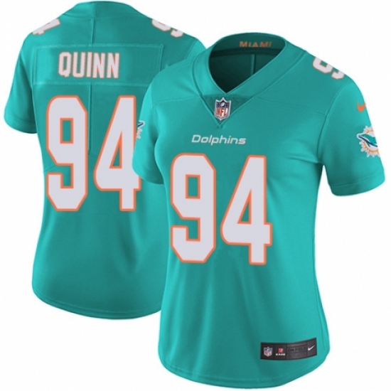 Women's Nike Miami Dolphins 94 Robert Quinn Aqua Green Team Color Vapor Untouchable Limited Player NFL Jersey