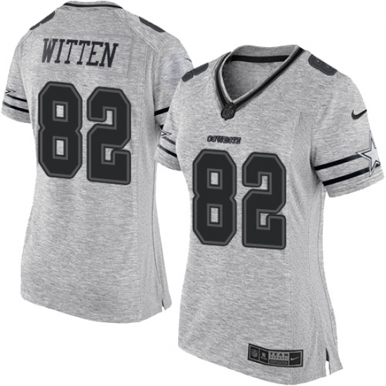 Women's Nike Dallas Cowboys 82 Jason Witten Limited Gray Gridiron II NFL Jersey