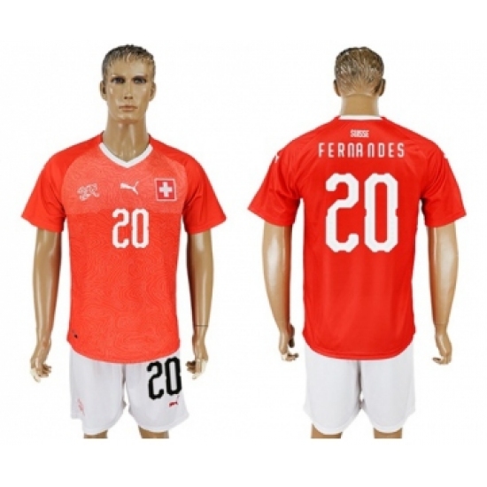 Switzerland 20 Fernandes Red Home Soccer Country Jersey