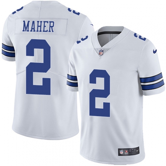 Men's Nike Dallas Cowboys 2 Brett Maher White Vapor Untouchable Limited Player NFL Jersey