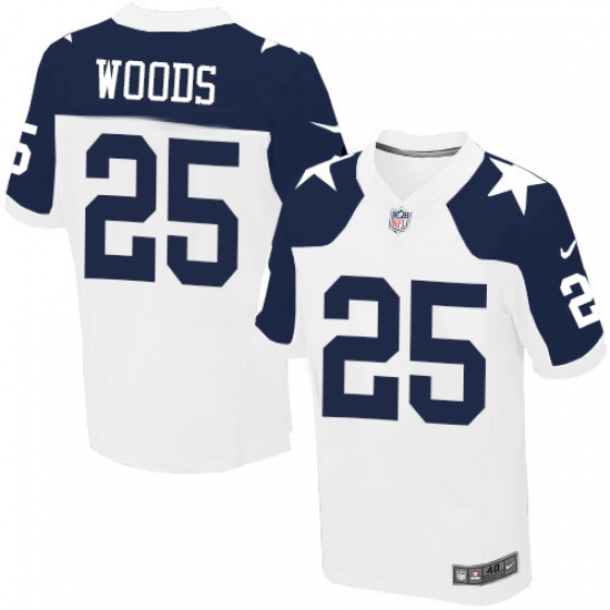 Men's Nike Dallas Cowboys 25 Xavier Woods Elite White Throwback Alternate NFL Jersey