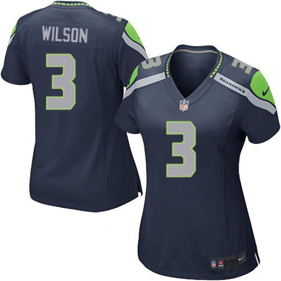 Women's Nike Seattle Seahawks 3 Russell Wilson Game Steel Blue Team Color NFL Jersey