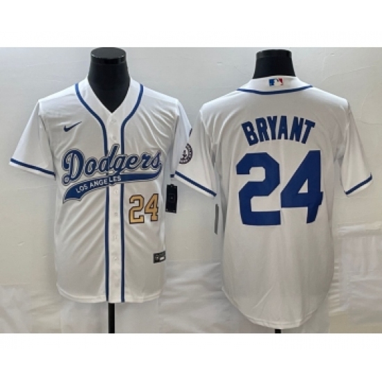 Men's Los Angeles Dodgers 24 Kobe Bryant Number White Cool Base Stitched Baseball Jersey