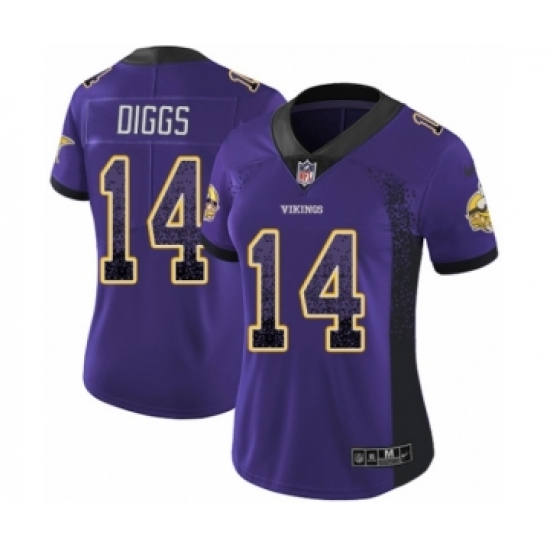 Women's Nike Minnesota Vikings 14 Stefon Diggs Limited Purple Rush Drift Fashion NFL Jersey