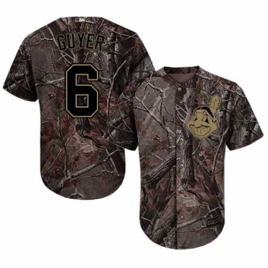 Men's Majestic Cleveland Indians 6 Brandon Guyer Authentic Camo Realtree Collection Flex Base MLB Jersey