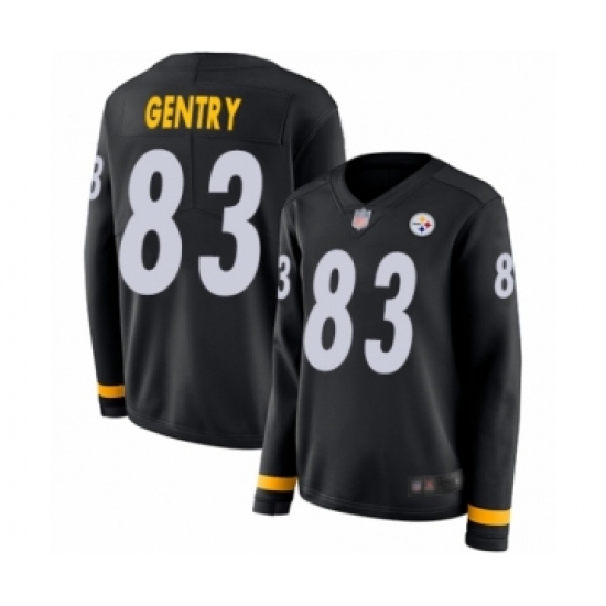 Women's Pittsburgh Steelers 83 Zach Gentry Limited Black Therma Long Sleeve Football Jersey