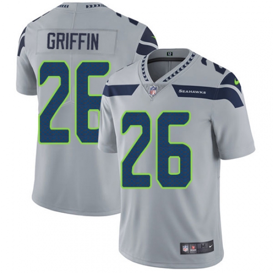 Men's Nike Seattle Seahawks 26 Shaquill Griffin Grey Alternate Vapor Untouchable Limited Player NFL Jersey