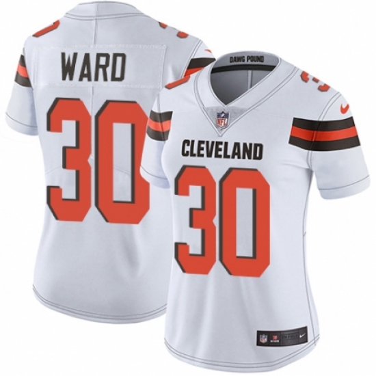 Women's Nike Cleveland Browns 30 Denzel Ward White Vapor Untouchable Limited Player NFL Jersey