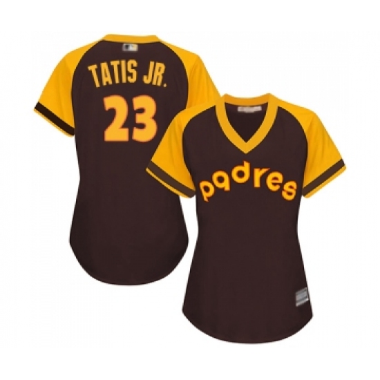 Women's San Diego Padres 23 Fernando Tatis Jr. Replica Brown Alternate Cooperstown Cool Base Baseball Jersey