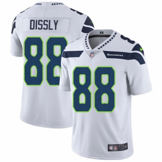 Men's Nike Seattle Seahawks 88 Will Dissly White Vapor Untouchable Limited Player NFL Jersey