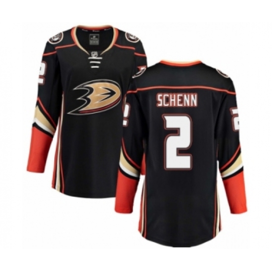 Women's Anaheim Ducks 2 Luke Schenn Authentic Black Home Fanatics Branded Breakaway NHL Jersey