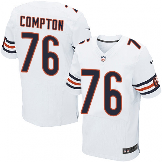 Men's Nike Chicago Bears 76 Tom Compton Elite White NFL Jersey