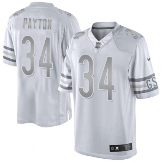 Men's Nike Chicago Bears 34 Walter Payton Limited White Platinum NFL Jersey