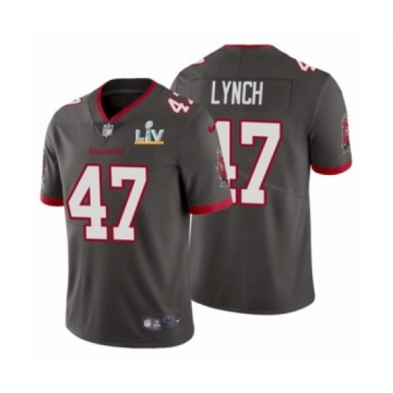 Men's Tampa Bay Buccaneers 47John Lynch Pewter 2021 Super Bowl LV Jersey