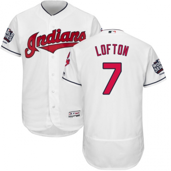 Men's Majestic Cleveland Indians 7 Kenny Lofton White 2016 World Series Bound Flexbase Authentic Collection MLB Jersey