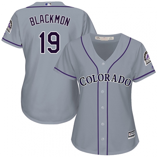 Women's Majestic Colorado Rockies 19 Charlie Blackmon Authentic Grey Road Cool Base MLB Jersey