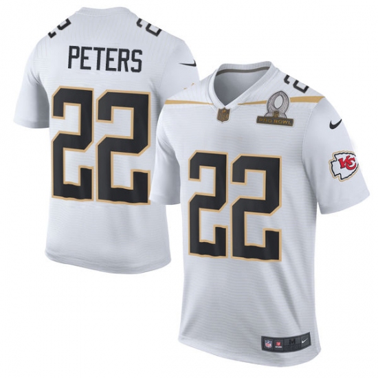 Men's Nike Kansas City Chiefs 22 Marcus Peters Elite White Team Rice 2016 Pro Bowl NFL Jersey