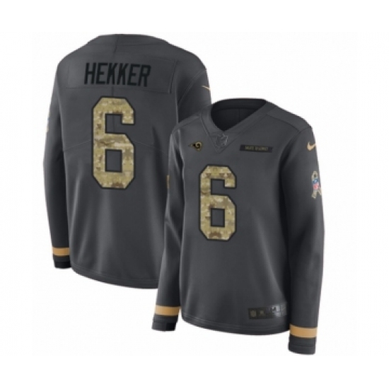 Women's Nike Los Angeles Rams 6 Johnny Hekker Limited Black Salute to Service Therma Long Sleeve NFL Jersey
