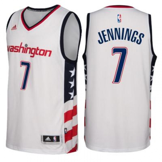 Men's Washington Wizards 7 Brandon Jennings adidas White Swingman Stars & Stripes Jersey